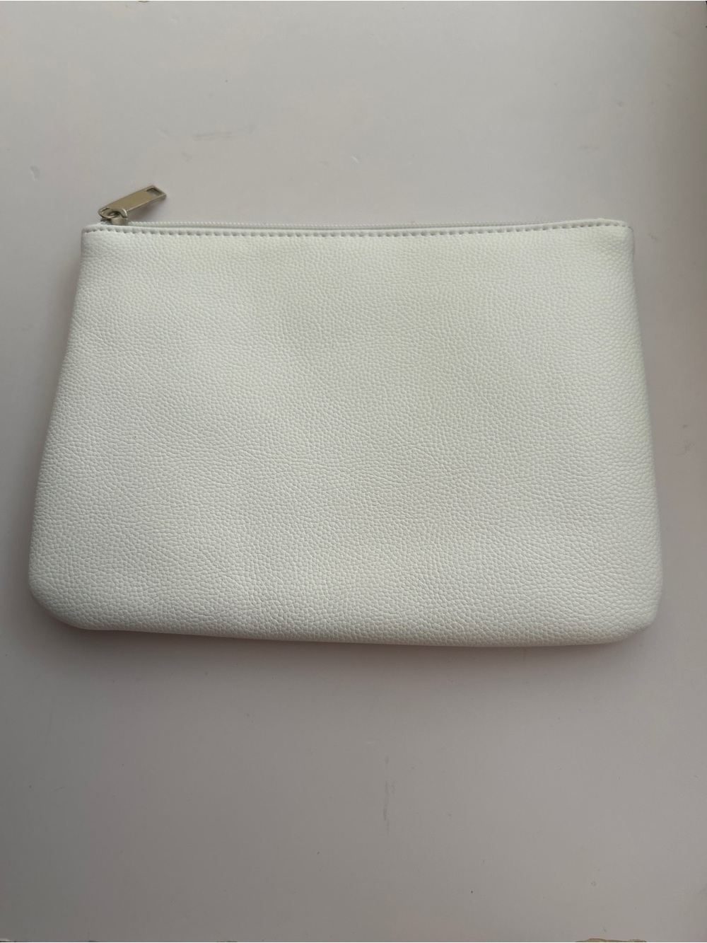 Minimalist Faux Leather Cosmetic Pouch - white